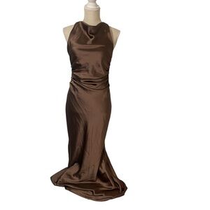 House of Harlow 1960 Brown Satin Dress